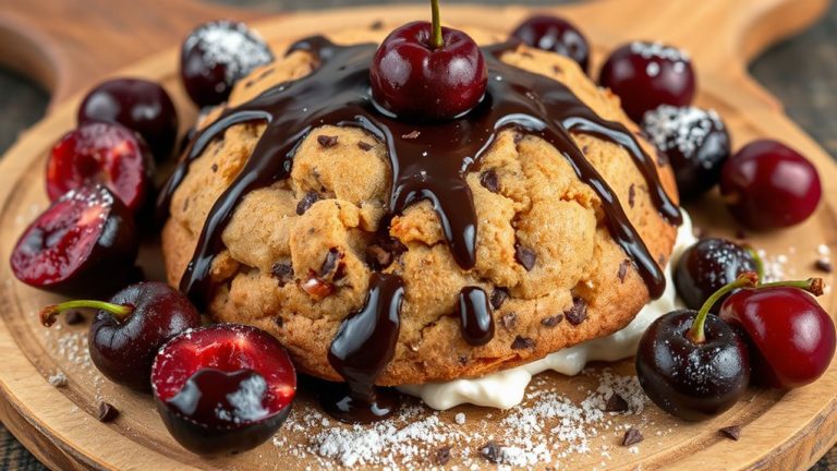 cherries chocolate whipped cream almonds